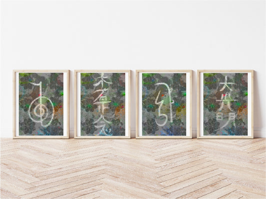 Reiki Healing Wall Art | Spiritual Art | Set of Four Art Prints