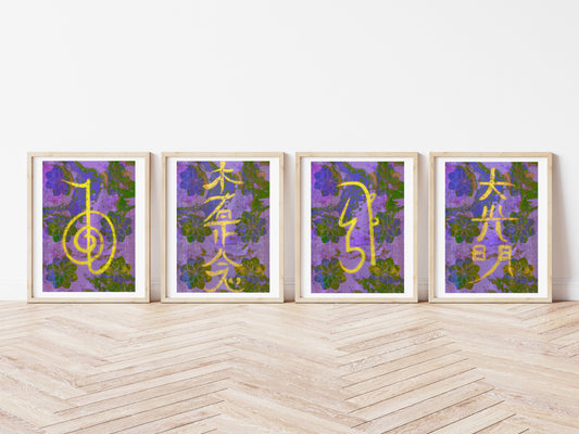 Reiki Healing Wall Art | Spiritual Art | Set of Four Art Prints