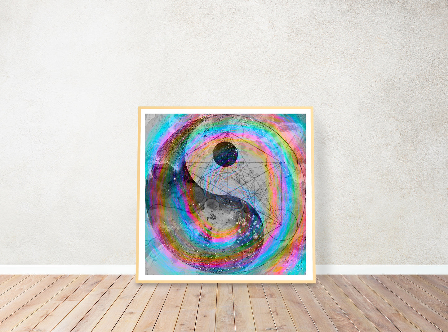 Yin Yang wall art, polarity, portal, spiritual art print, rainbow, Ascension digital fine art.