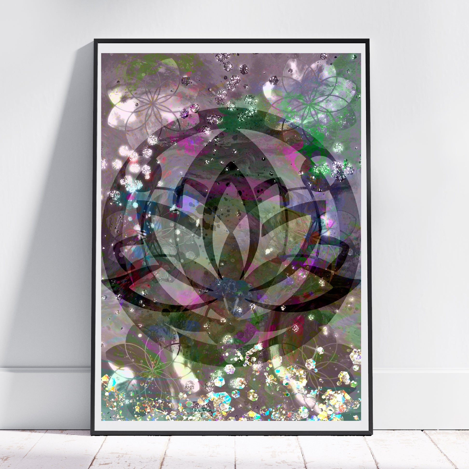 Lotus wall art, meditation art, spiritual art print, Ascension digital fine art.