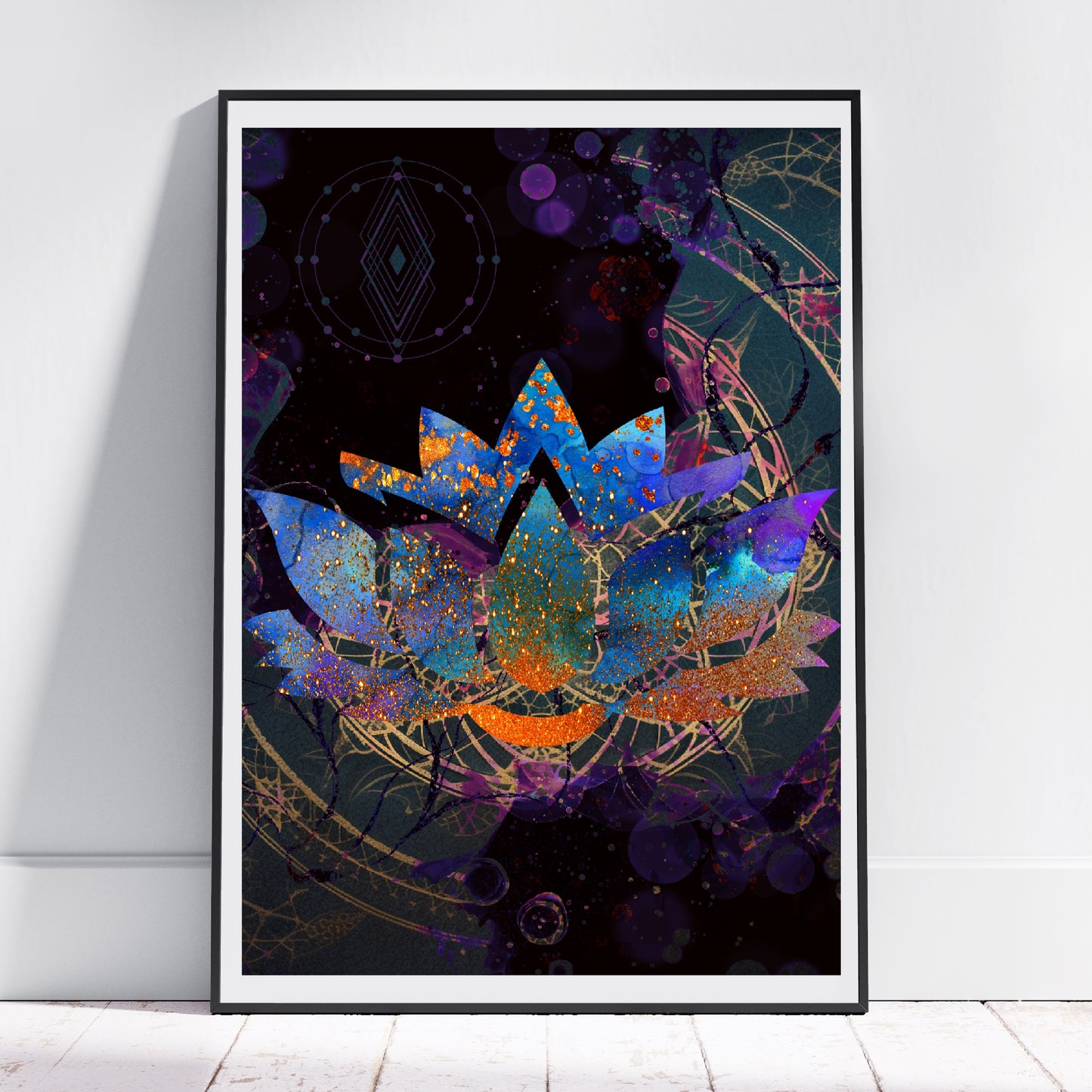 Lotus wall art, Meditation art print, spiritual artwork, vibrant, Ascension digital fine art.