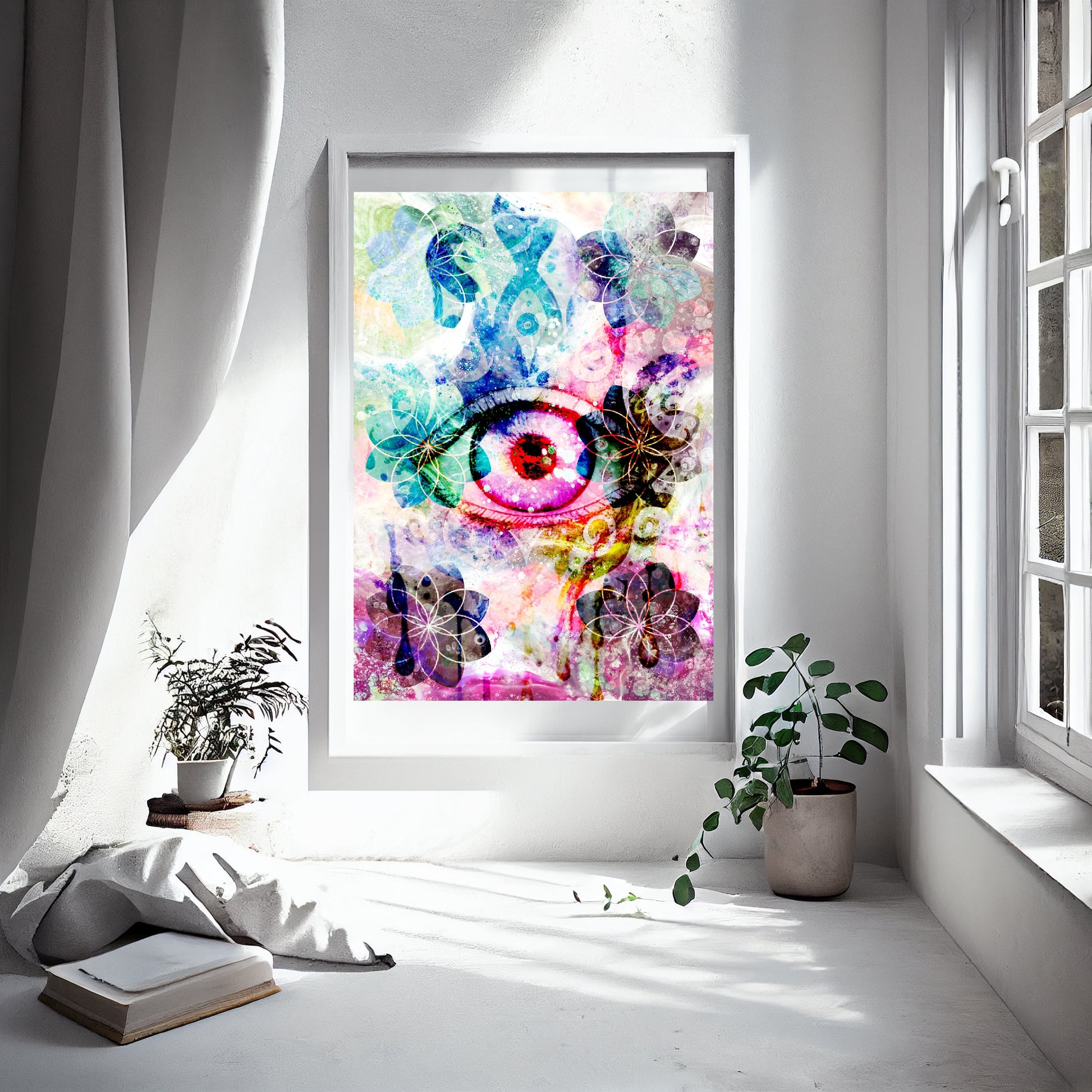 All seeing eye wall art, Meditation art,  spiritual art print, sacred geometry art print. - Ascension digital fine art.