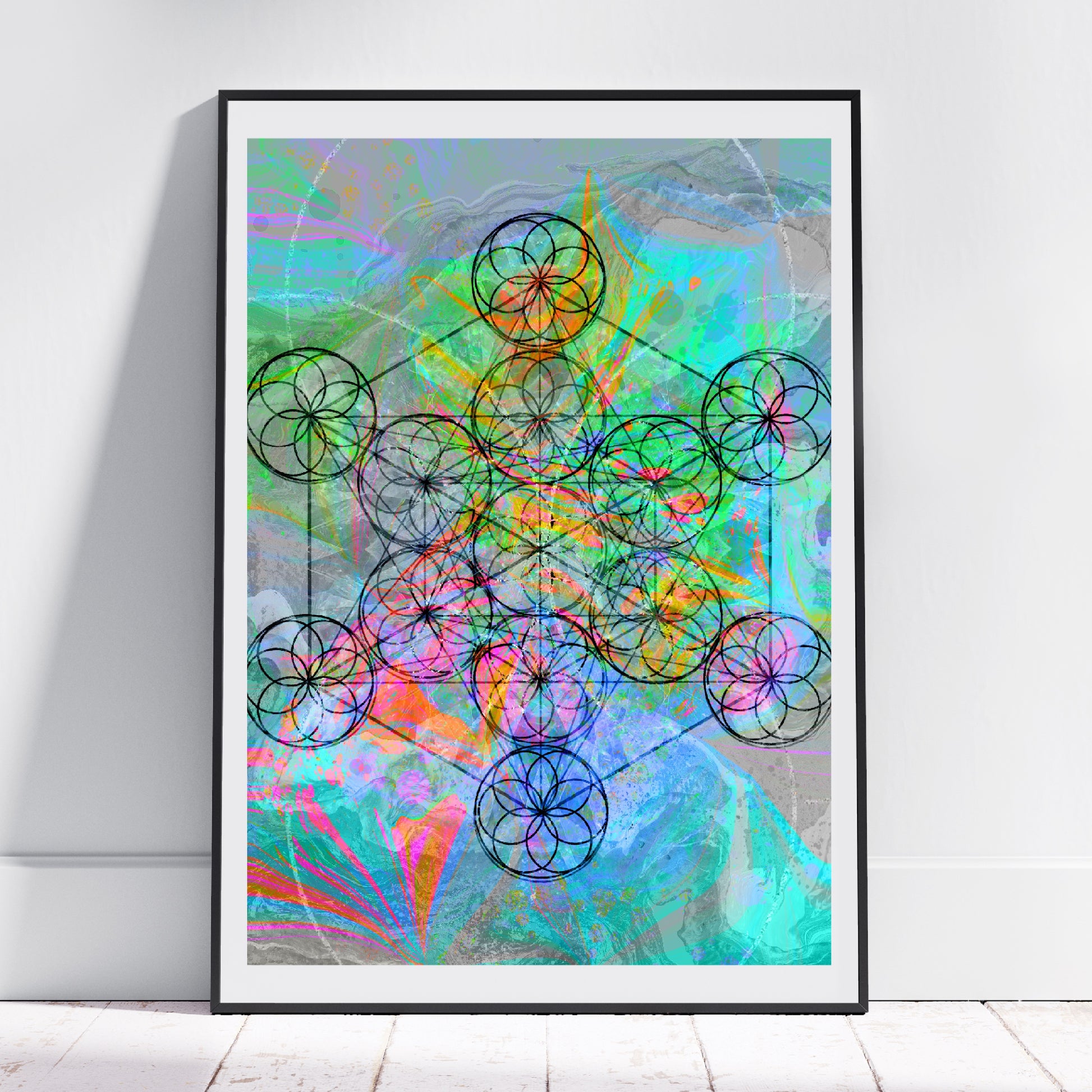 Metatrons cube wall art, Meditation art print, spiritual art, sacred geometry, Ascension digital fine art.