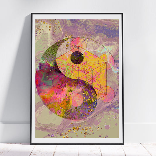 Yin & yang wall art, polarity, Meditation art,  spiritual art print, sacred geometry art print. - Ascension digital fine art.