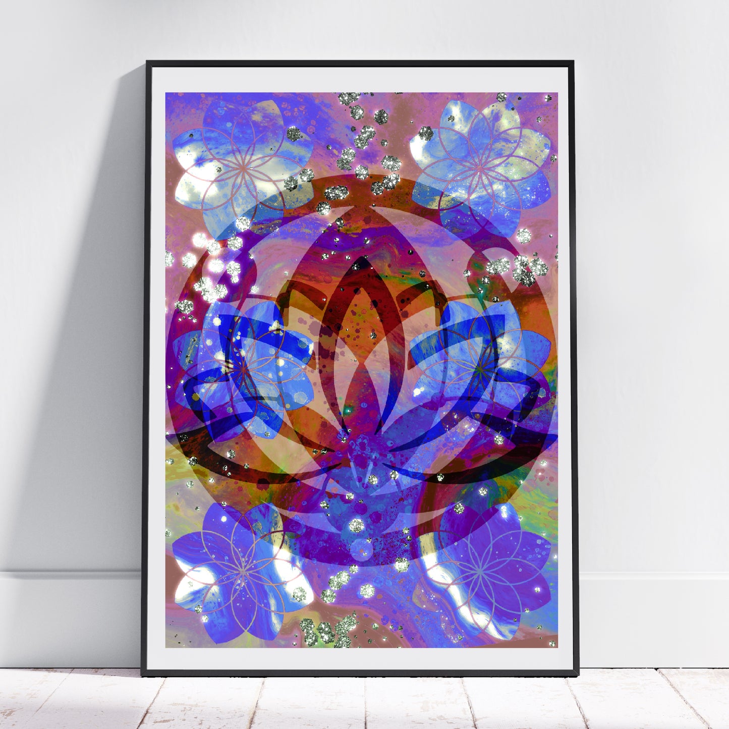 Lotus wall art, Meditation wall art, spiritual art, vibrant, spiritual art print. - Ascension digital fine art.