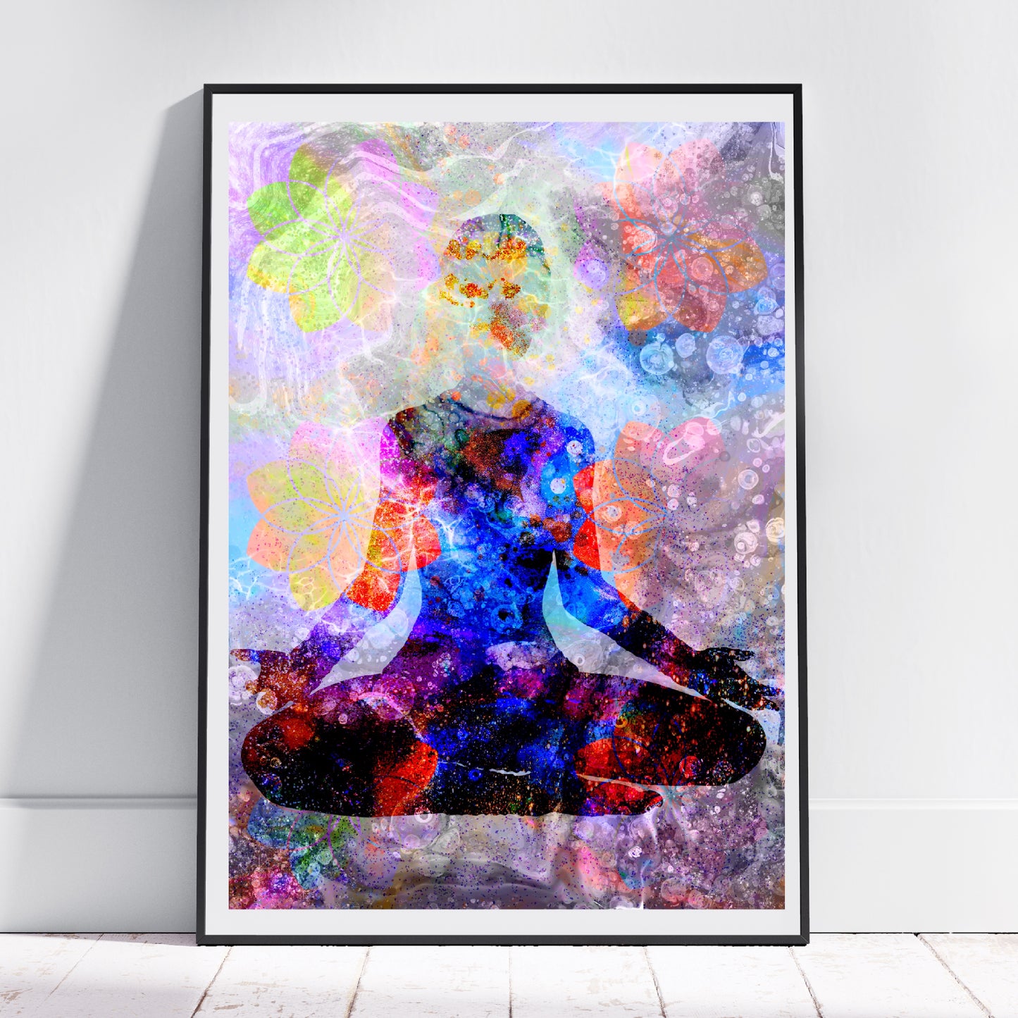 Yoga wall art, Meditation wall art, vibrant, spiritual art print, sacred geometry art print. - Ascension digital fine art.