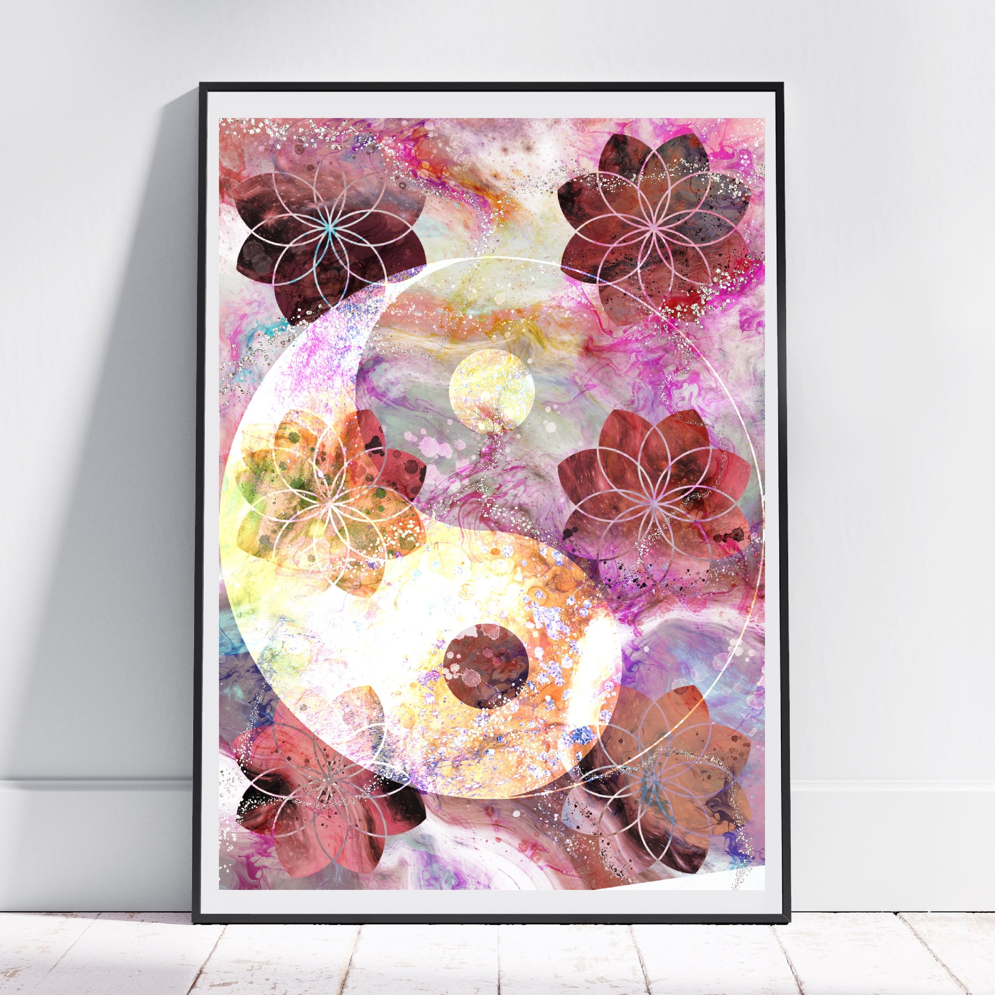 Yin & yang wall art, polarity, Meditation art print, spiritual sacred geometry artwork, Ascension digital fine art.