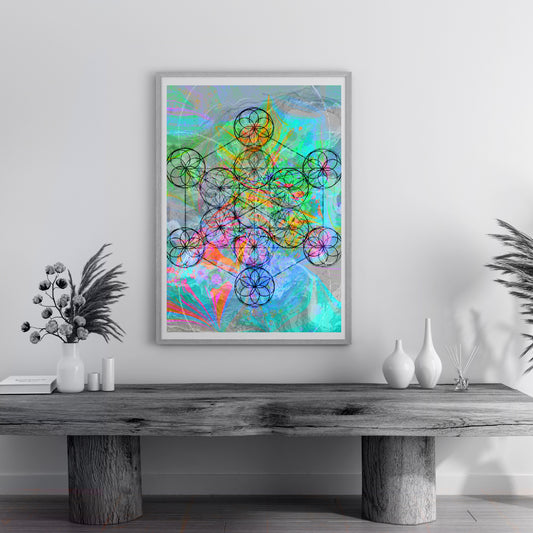 Metatrons cube wall art, Meditation art print, spiritual art, sacred geometry, Ascension digital fine art.