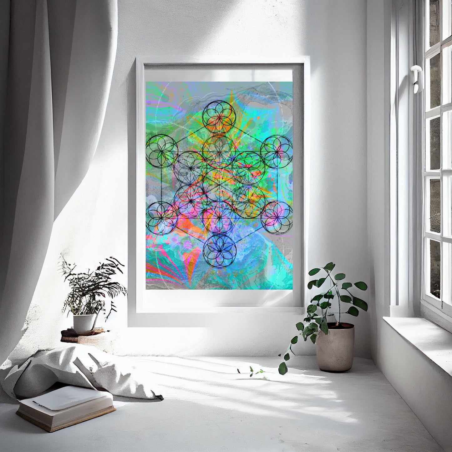 Metatrons cube wall art, Meditation art print, spiritual art, sacred geometry, Ascension digital fine art.