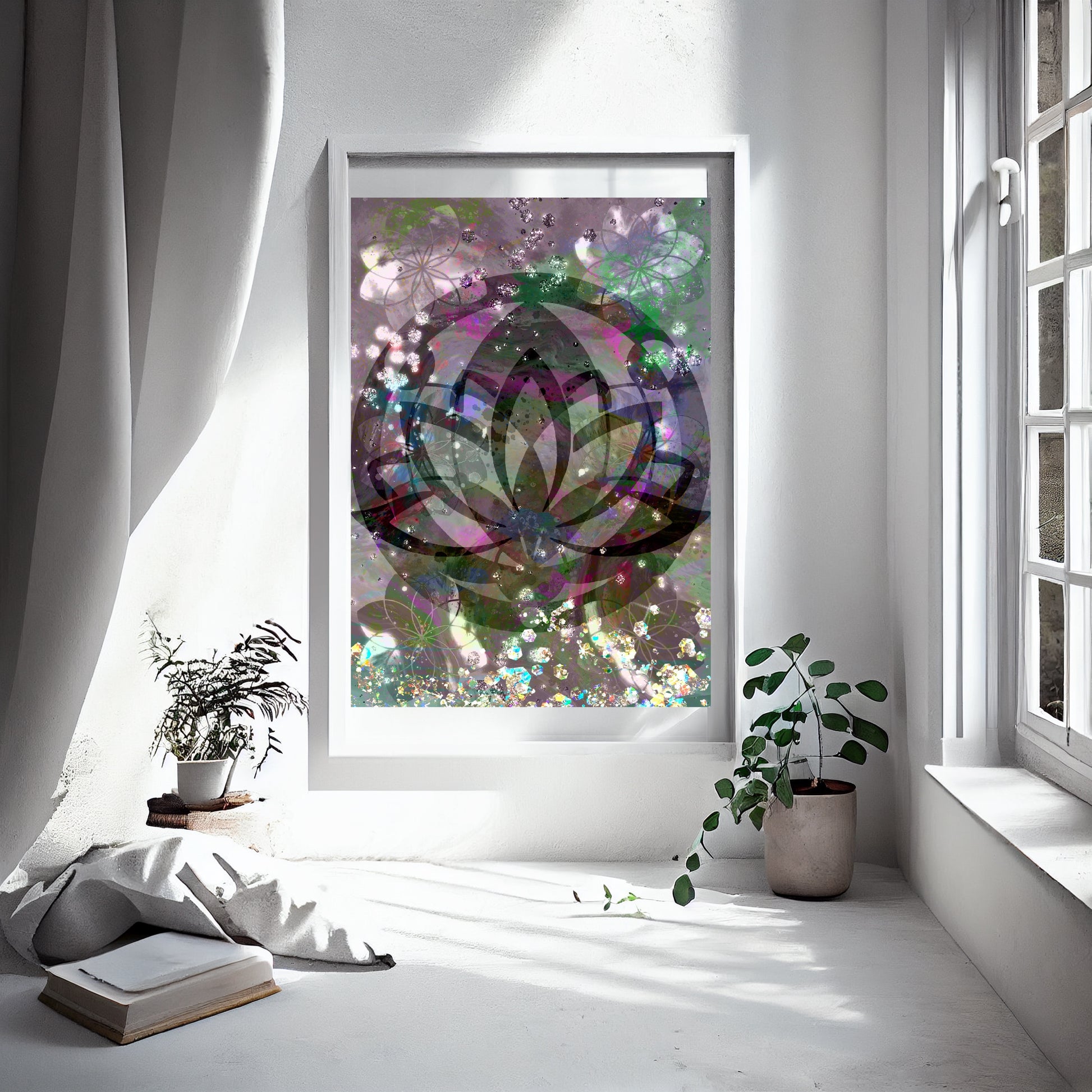 Lotus wall art, Meditation art print, spiritual art, Ascension digital fine art.