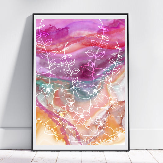 Watercolour nature meditation digital artwork art print, meditation wall art - Ascension digital fine art.