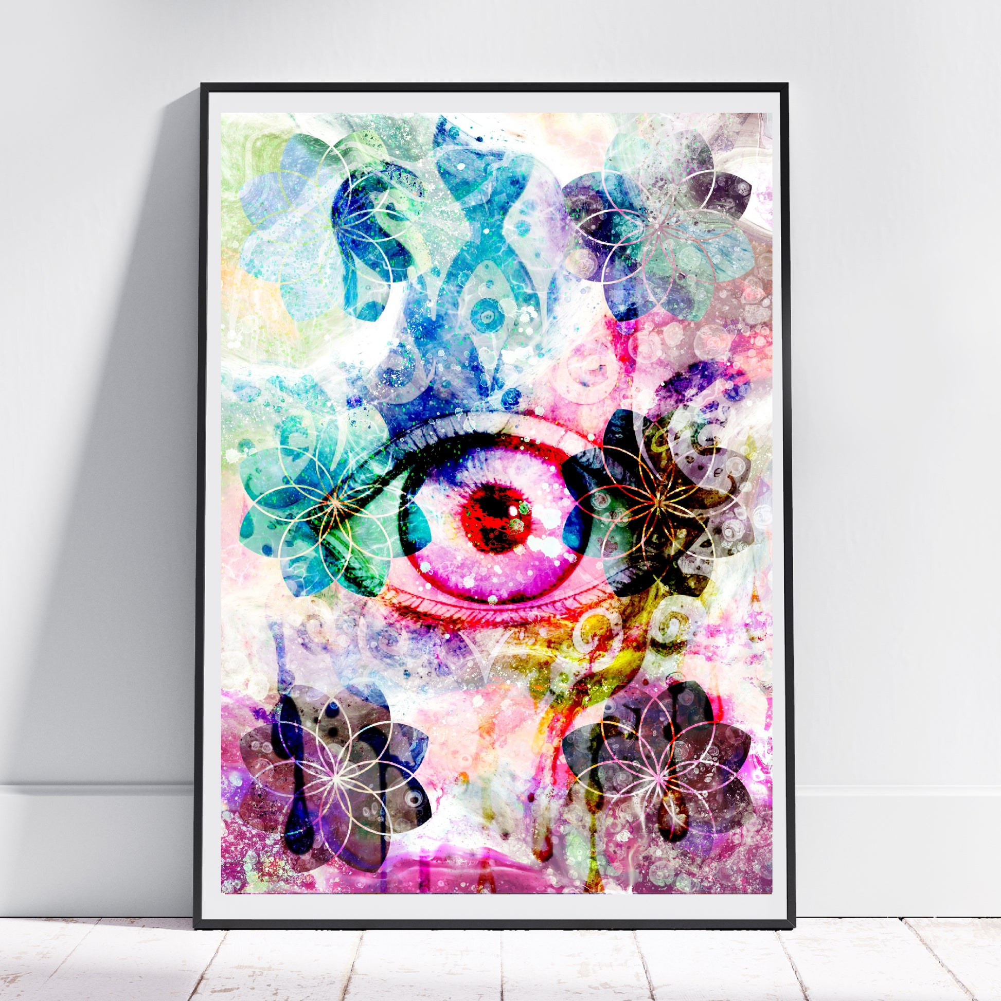 All seeing eye wall art, Meditation art,  spiritual art print, sacred geometry art print. - Ascension digital fine art.