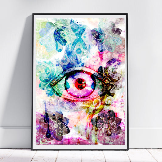 All seeing eye wall art, Meditation art,  spiritual art print, sacred geometry art print. - Ascension digital fine art.