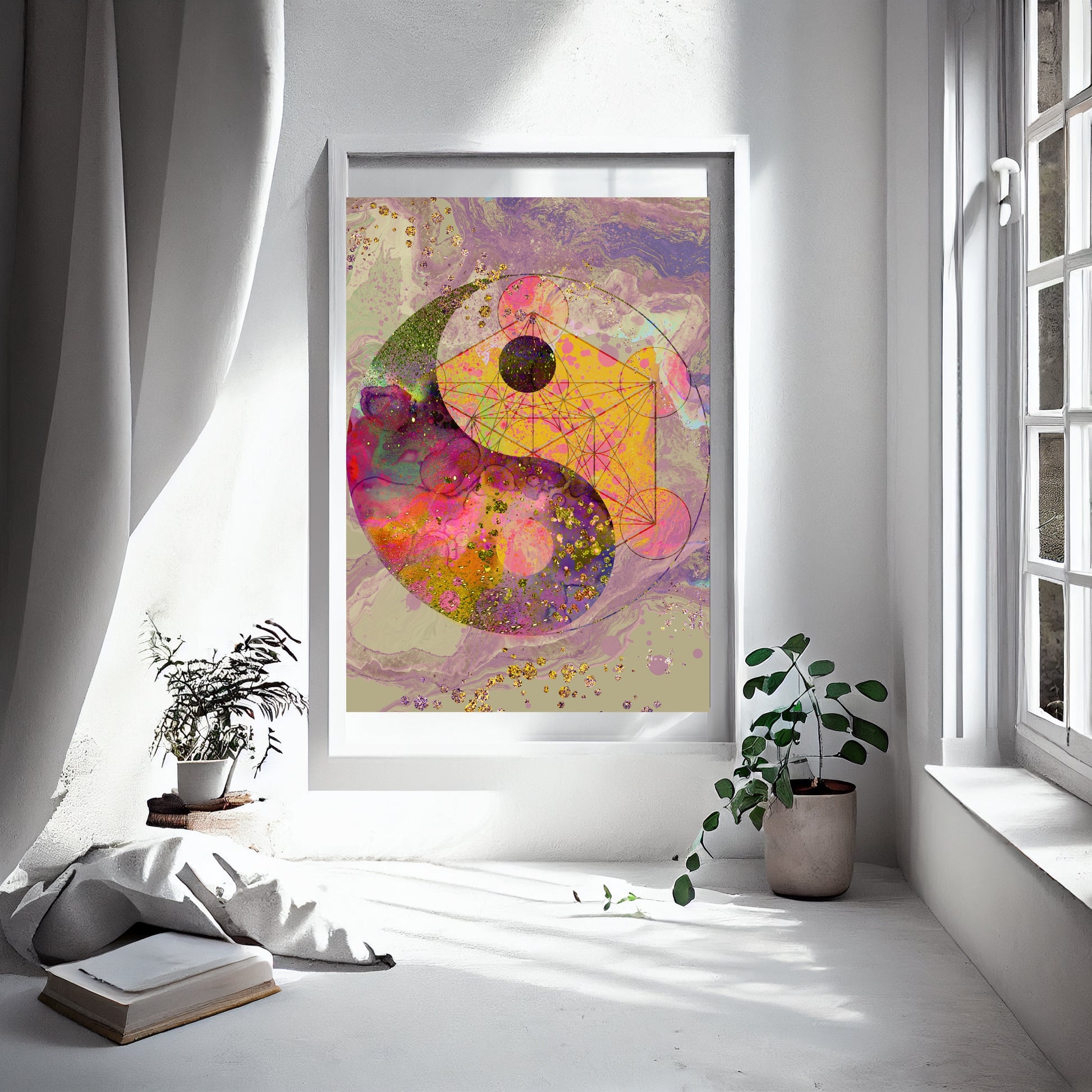 Yin & yang wall art, polarity, Meditation art,  spiritual art print, sacred geometry art print. - Ascension digital fine art.