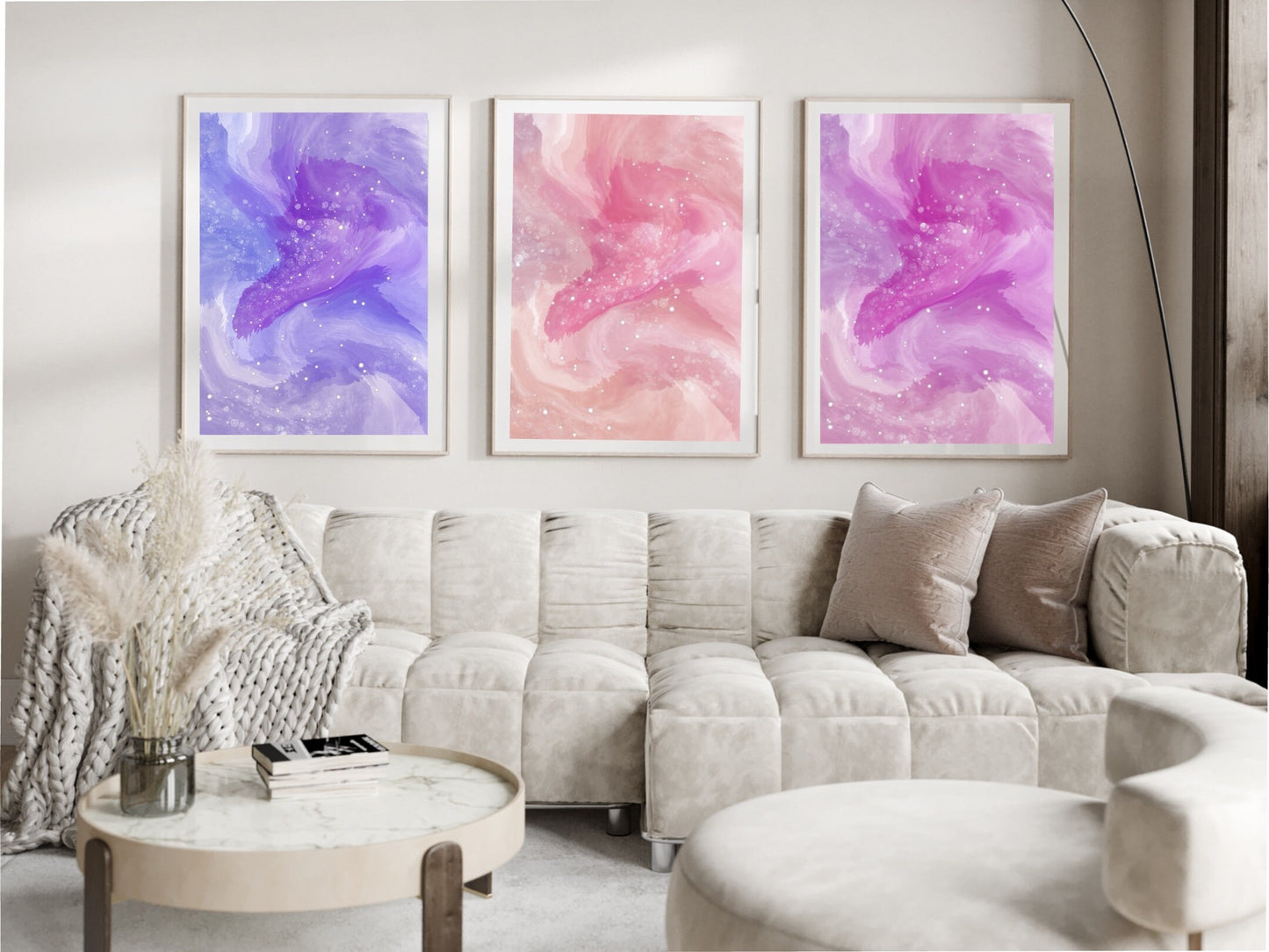 Set of 3 pastel abstract simplistic artwork digital art print download