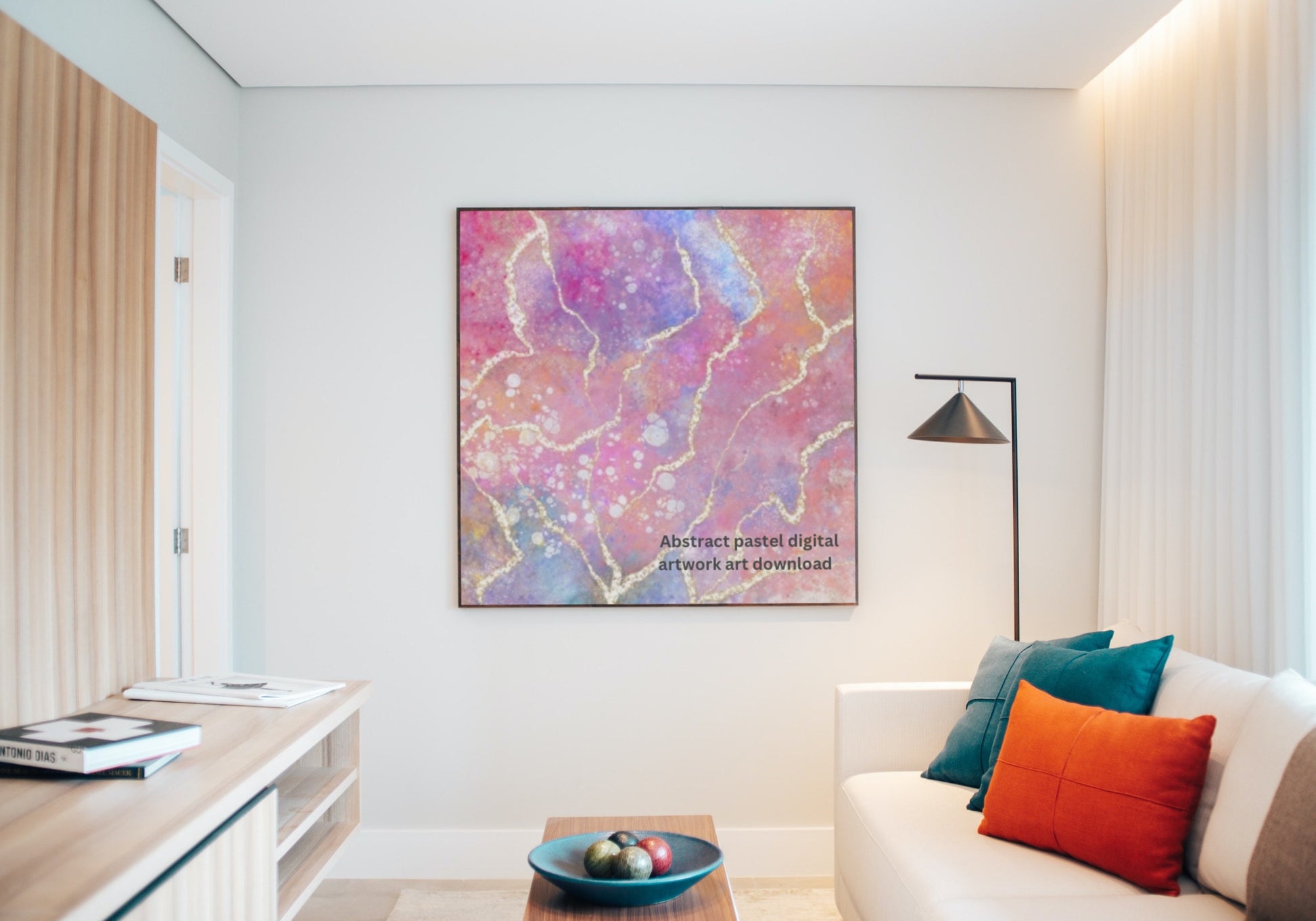 Abstract wall art, elegant, calming art prints pastel  colour, presented in frame. - Ascension digital fine art.