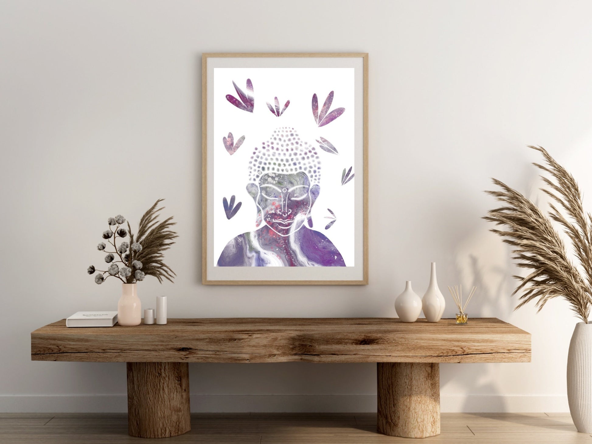 Buddha wall art, meditation wall art, spiritual art work, meditation art print, pastel, Displayed in frames. - Ascension digital fine art.