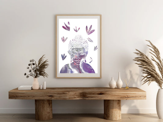 Buddha wall art, meditation wall art, spiritual art work, meditation art print, pastel, Displayed in frames. - Ascension digital fine art.