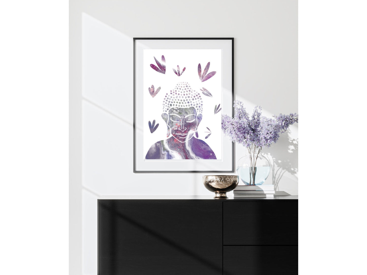 Buddha wall art, meditation wall art, spiritual art work, meditation art print, pastel, Displayed in frames. - Ascension digital fine art.