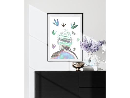 Buddha wall art, meditation wall art, spiritual art work, meditation art print, pastel, Displayed in frames. - Ascension digital fine art.