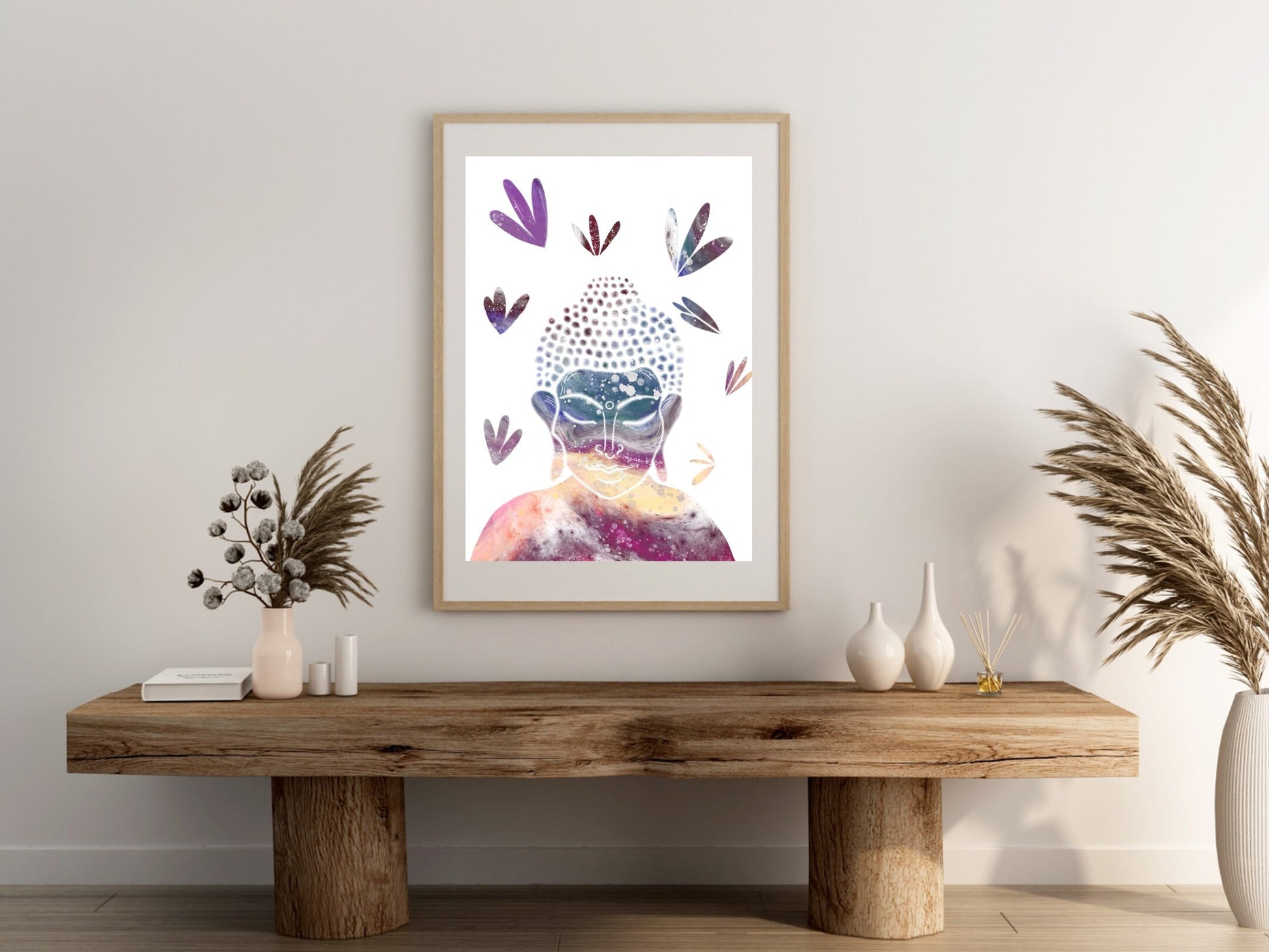 Buddha wall art, meditation wall art, spiritual art work, meditation art print, pastel, Displayed in frames. - Ascension digital fine art.