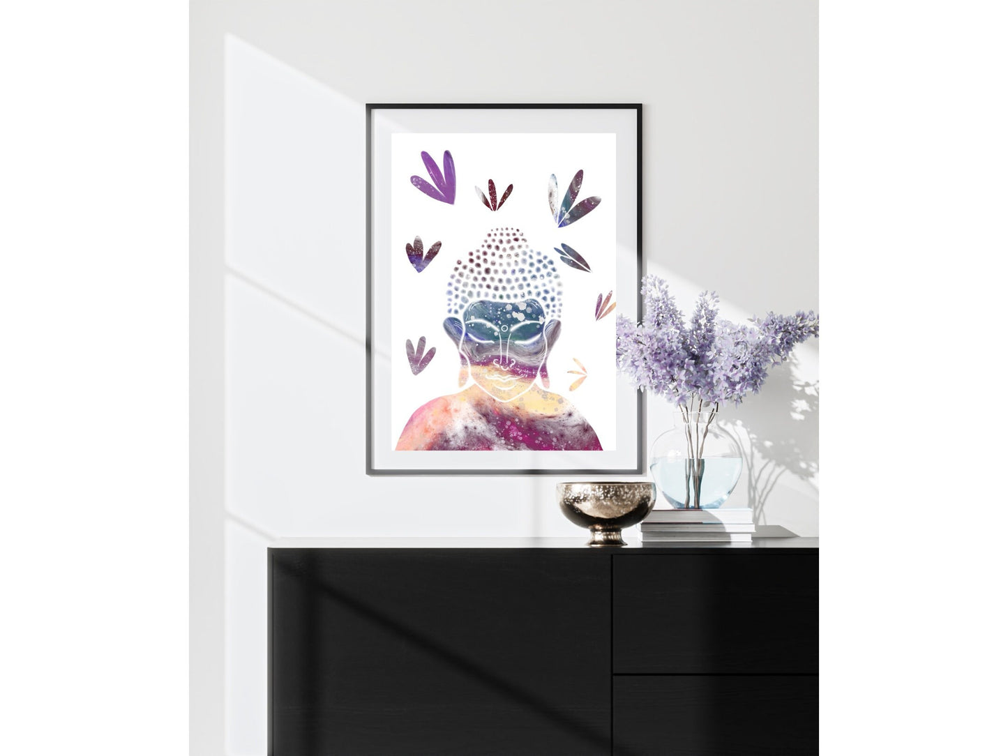 Buddha wall art, meditation wall art, spiritual art work, meditation art print, pastel, Displayed in frames. - Ascension digital fine art.