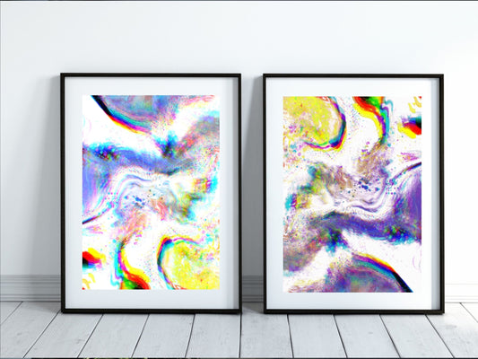 Coastal wall art, sea waves art prints, spiritual wall art, set of 2, displayed in frames, ascension digital fine art.